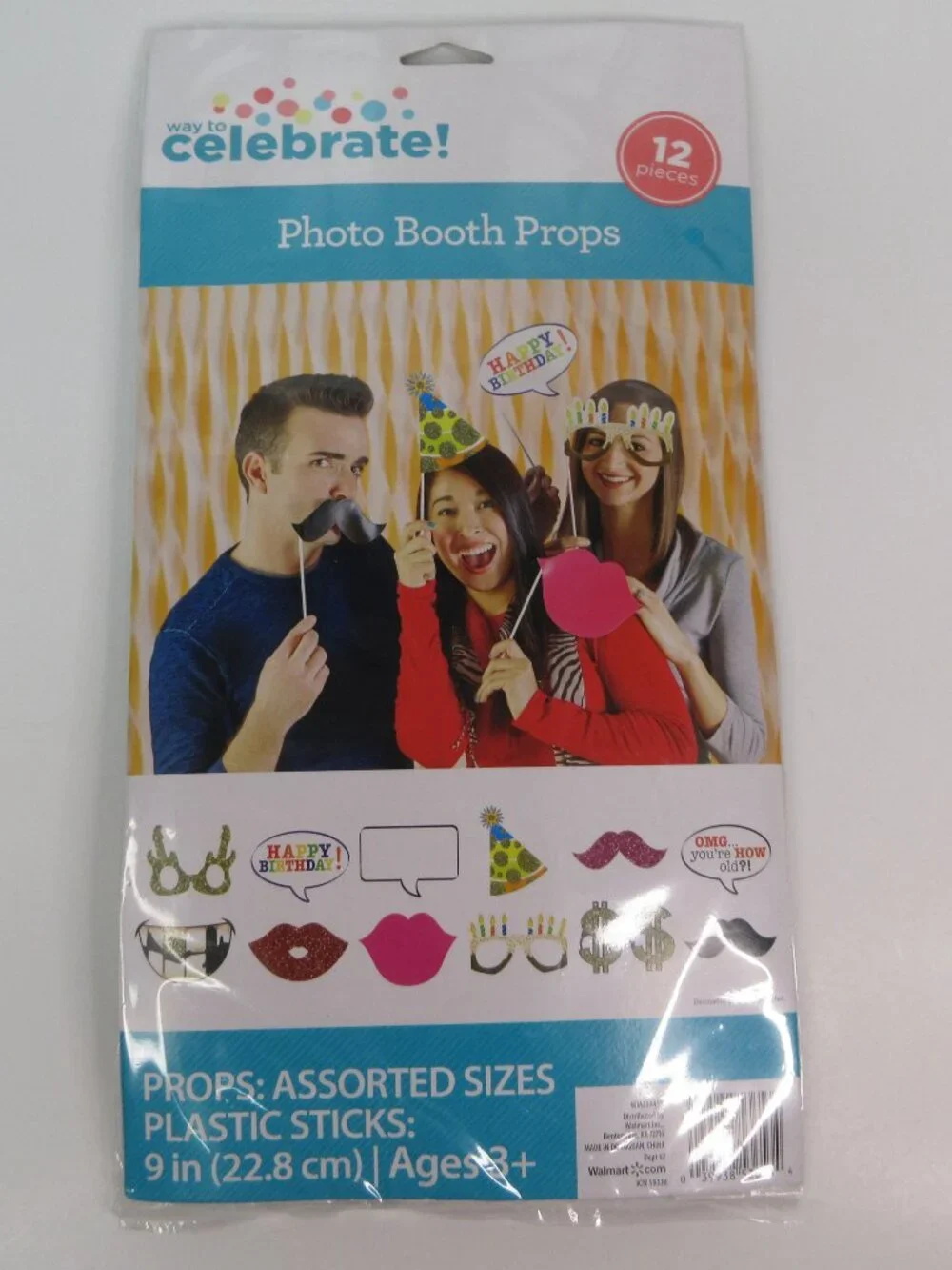 Celebrate Happy Birthday Photo Booth Props 12 Assorted Props Age 3+
